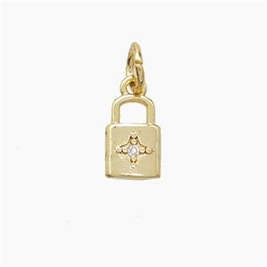 Copper Lock Pendant Pave Zirconia Gold Plated, approx 5.5-8mm