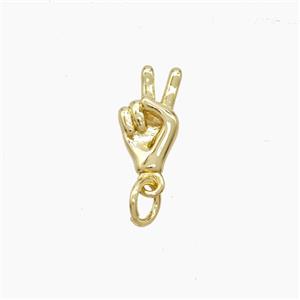 Copper Hand Pendant Peace Sign Gold Plated, approx 6.5-12mm