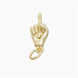 Copper Hand Pendant Middle Finger Gold Plated, approx 6.5-12mm