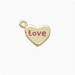 Copper Heart Pendant Pink Enamel Love Gold Plated, approx 8-10mm