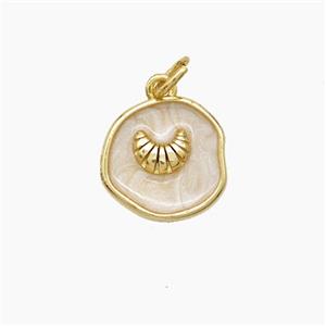 Copper Conch Shell Pendant White Painted Gold Plated, approx 13mm