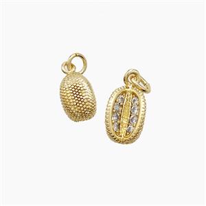 Copper Durian Pendant Pave Zirconia Gold Plated, approx 6-8mm