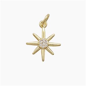 Copper Northstar Pendant Pave Zirconia Gold Plated, approx 13mm