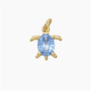 Copper Tortoise Pendant Pave Zirconia Gold Plated, approx 10-11mm