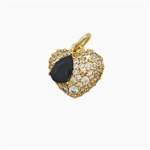 Copper Pendant Pave Zircon, Gold Plated, approx 10-12mm