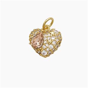 Copper Pendant Pave Zircon, Gold Plated, approx 10-12mm