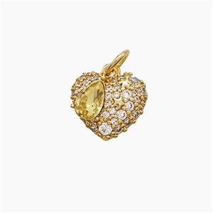 Copper Pendant Pave Zircon, Gold Plated, approx 10-12mm