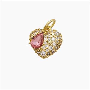 Copper Pendant Pave Zircon, Gold Plated, approx 10-12mm