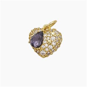 Copper Pendant Pave Zircon, Gold Plated, approx 10-12mm