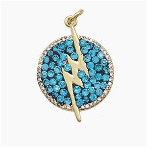 Copper Sun Pendant Pave Zirconia Lightning Gold Plated, approx 20mm