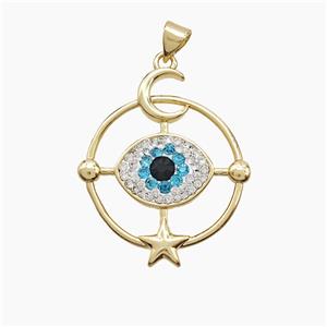 Copper Pendant Pave Zircon, Gold Plated, approx 25-30mm