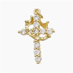 Copper Pendant Pave Zircon, Gold Plated, approx 14mm, 18-25mm