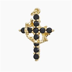 Copper Pendant Pave Zircon, Gold Plated, approx 14mm, 18-25mm