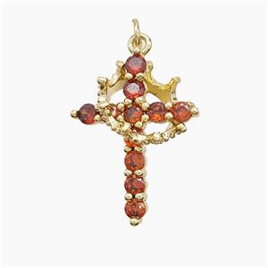 Copper Pendant Pave Zircon, Gold Plated, approx 14mm, 18-25mm