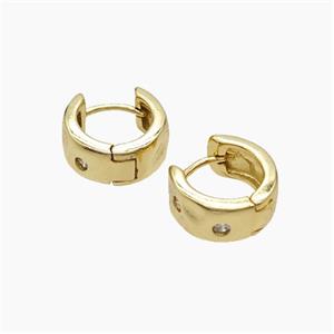 Copper Hoop Earrings Pave Zirconia Gold Plated, approx 12mm