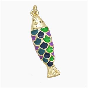 Copper Fish Pendant Multicolor Enamel Gold Plated, approx 8-27mm
