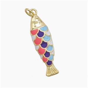 Copper Fish Pendant Multicolor Enamel Gold Plated, approx 8-27mm