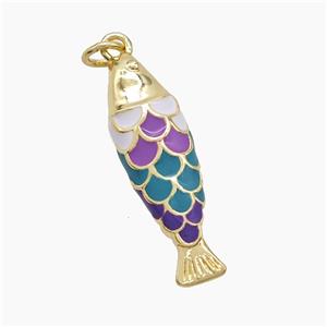 Copper Fish Pendant Multicolor Enamel Gold Plated, approx 8-27mm