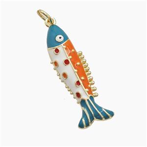 Copper Fish Pendant Multicolor Enamel Gold Plated, approx 8-28mm
