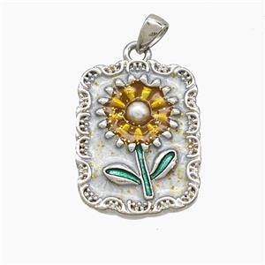 Enamel Copper Pendant, Gold Plated, approx 15-20mm