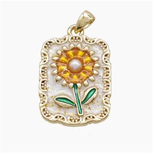 Enamel Copper Pendant, Gold Plated, approx 15-20mm