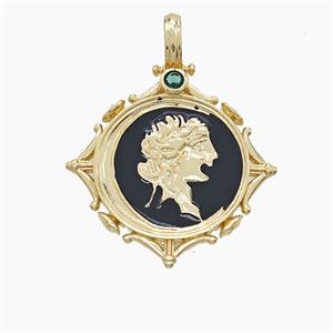 Enamel Copper Pendant, Gold Plated, approx 25-33mm