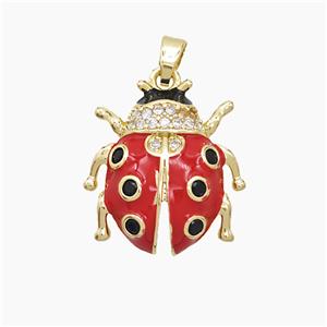 Copper Pendant Pave Zircon, Gold Plated, approx 18-20mm