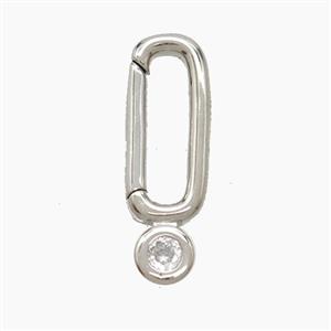 Copper Carabiner Clasp Pendant Pave Zirconia Platinum Plated, approx 7-20mm