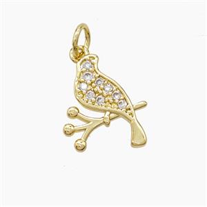 Copper Birds Pendant Pave Zirconia Gold Plated, approx 12-15mm