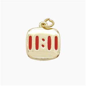 Copper Numbers Pendant Double Eleven 11 Red Enamel Gold Plated, approx 13mm