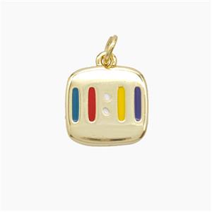 Copper Numbers Pendant Double Eleven 11 Multicolor Enamel Gold Plated, approx 13mm