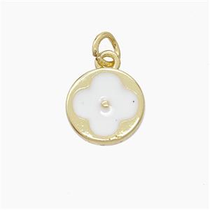 Copper Clover Pendant White Enamel Gold Plated, approx 11mm