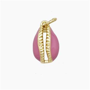 Copper Conch Shell Pendant Pink Enamel Gold Plated, approx 9-13mm