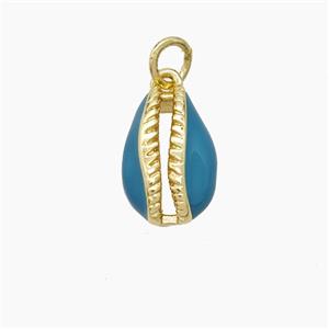 Copper Conch Shell Pendant Blue Enamel Gold Plated, approx 9-13mm