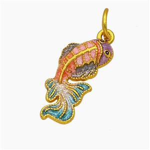 Copper Fish Pendant Painted Gold Plated, approx 9-20mm
