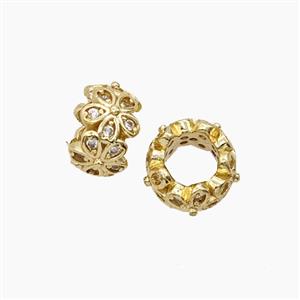 Copper Bead Pave Zircon, Gold Plated, approx 9mm