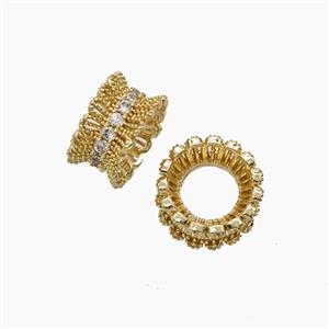 Copper Bead Pave Zircon, Gold Plated, approx 9mm