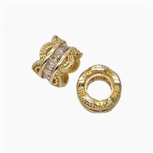 Copper Bead Pave Zircon, Gold Plated, approx 8mm