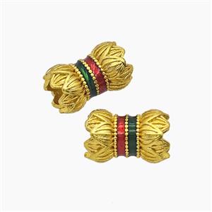 Copper Bead Pave Zircon, Gold Plated, approx 8-12mm