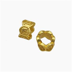 Copper Tube Beads Large Hole Gold Plated, approx 8mm