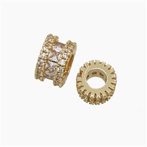 Copper Bead Pave Zircon, Gold Plated, approx 10mm, 5mm hole