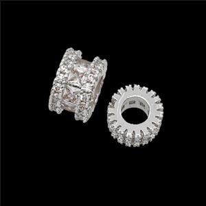 Copper Bead Pave Zircon, Gold Plated, approx 10mm, 5mm hole