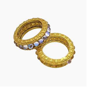 Copper Bead Pave Zircon, Gold Plated, approx 16mm