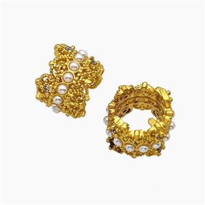 Copper Bead Pave Zircon, Gold Plated, approx 12mm