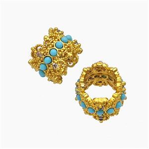 Copper Bead Pave Zircon, Gold Plated, approx 12mm