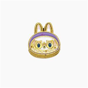 Copper Rabbit Beads Enamel Gold Plated, approx 10-12mm