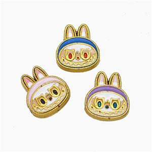 Copper Rabbit Beads Enamel Gold Plated Mixed, approx 10-12mm
