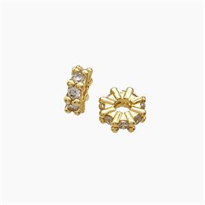 Copper Bead Pave Zircon, Silver Plated, approx 6.5mm