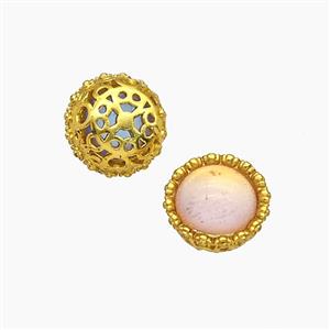 Copper Button Beads Pave Resin Gold Plated, approx 10mm