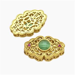Copper Bead Pave Zircon, Silver Plated, approx 14.5-22mm